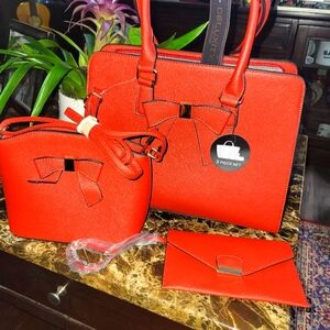 Deluxity 3 Piece Satchel, Small Purse & Clutch Wallet